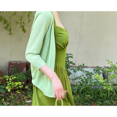 时光粉色中袖夏日空调针织开衫