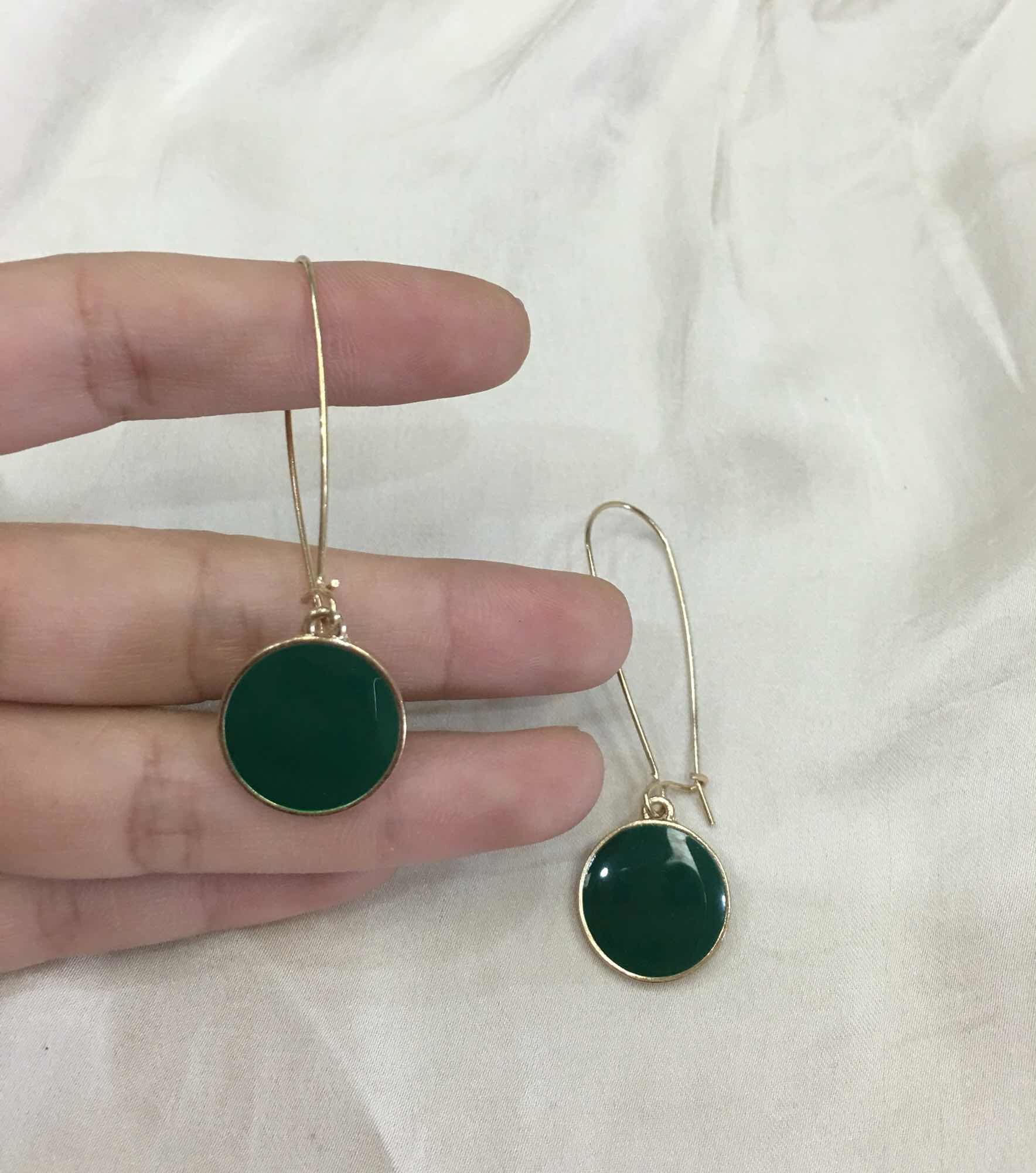 晚时光 复古绿耳环耳饰日韩欧美复古宫廷耳环耳钉