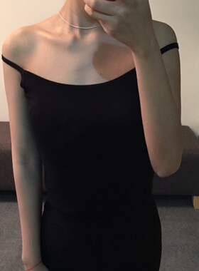 晚时光 秒杀四季都可以穿的黑色针织吊带！型好！不漏副乳！