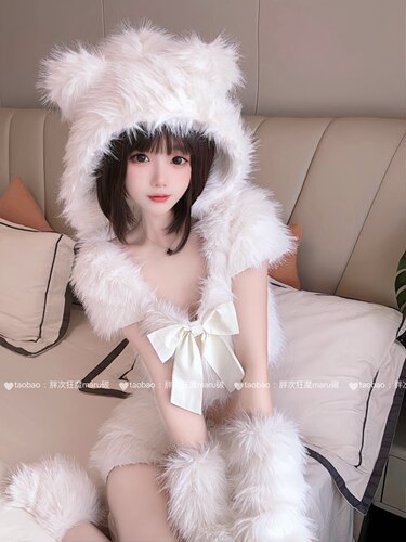 胖次狂魔雪绒萌熊纯欲毛绒套装