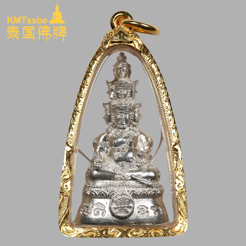 泰国佛牌真品 龙婆通丹 2562年 九面富贵佛 纯银佛 纯金底 做88枚