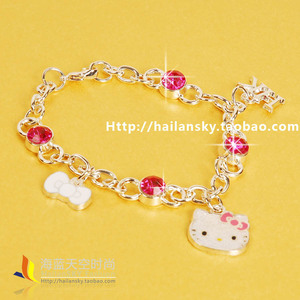 【全新】hello kitty凯蒂猫KTsanrio奥钻厚银手链饰品包邮10色