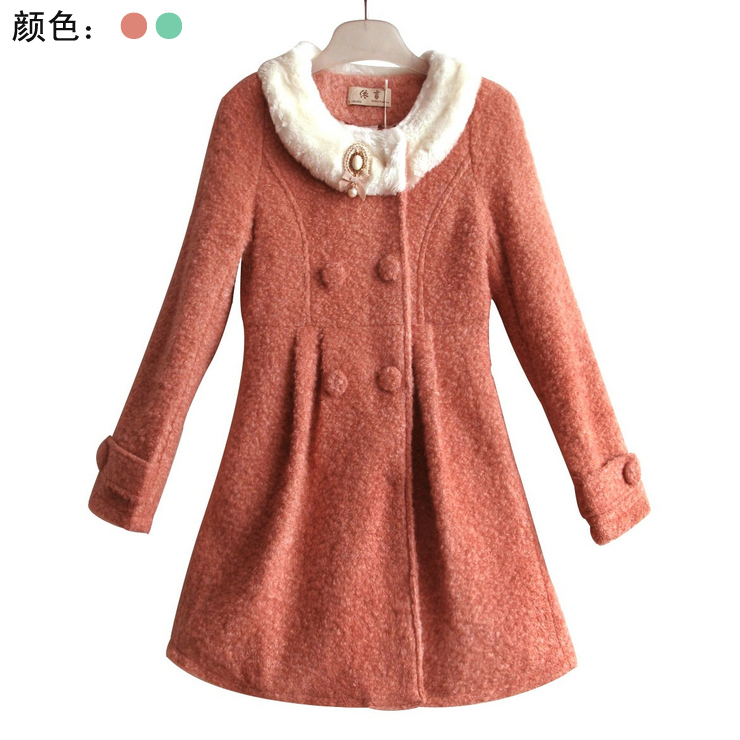 撤柜依言毛领保暖圈圈呢长外套