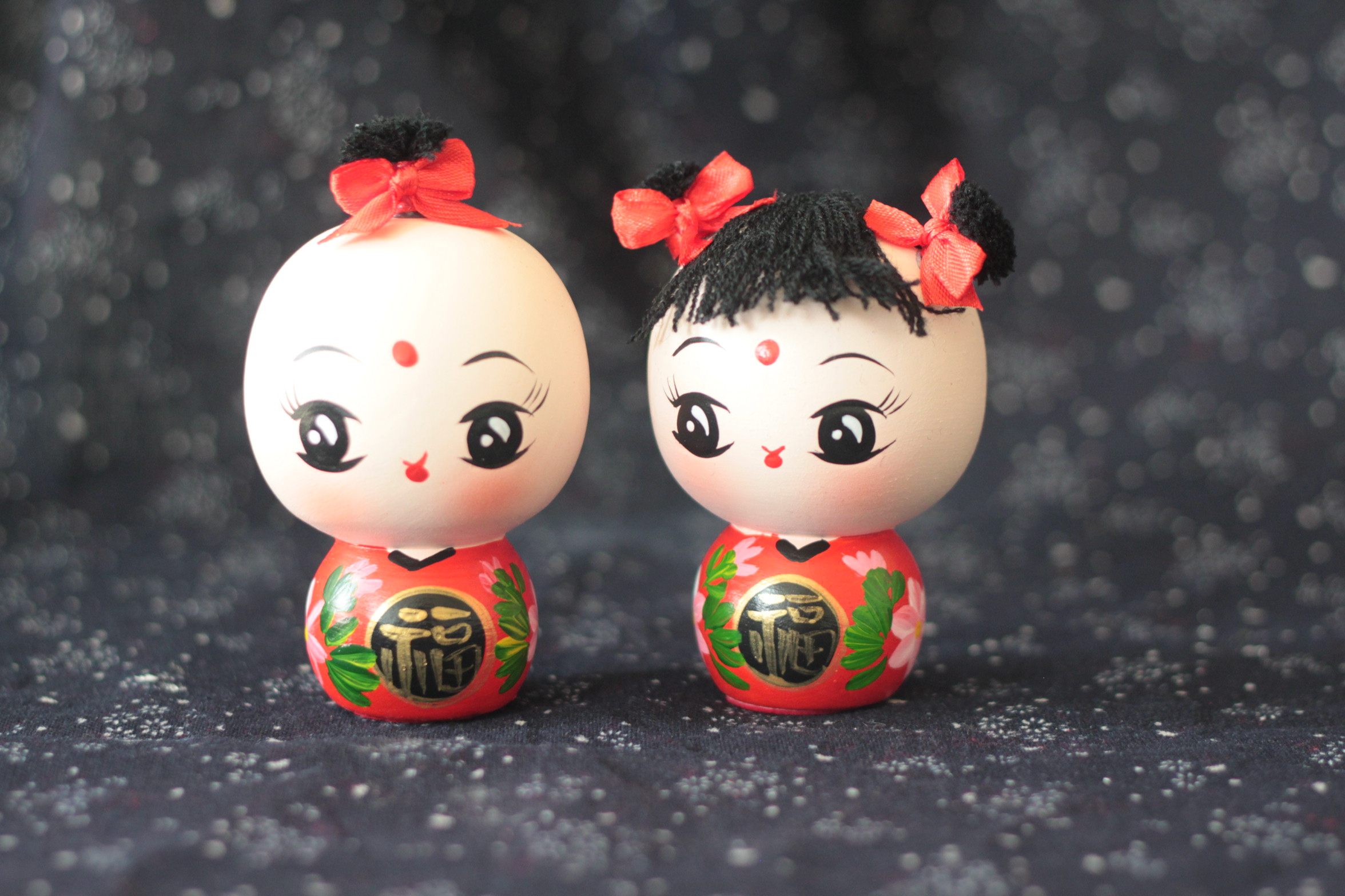 婚庆 情侣娃娃一对工艺品摆件手工制作彩绘娃娃 陶瓷中国福娃