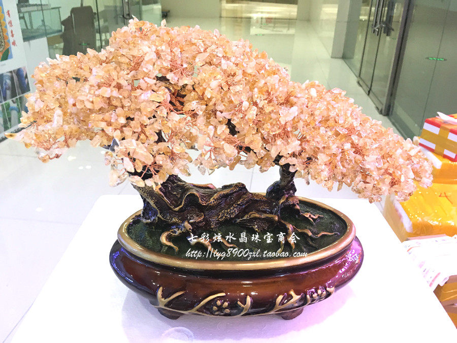 황수정 암호화 된 행운의 돈 나무 홈 거실 웨딩 룸 입구 열기 이동 선물 풍수 장식품