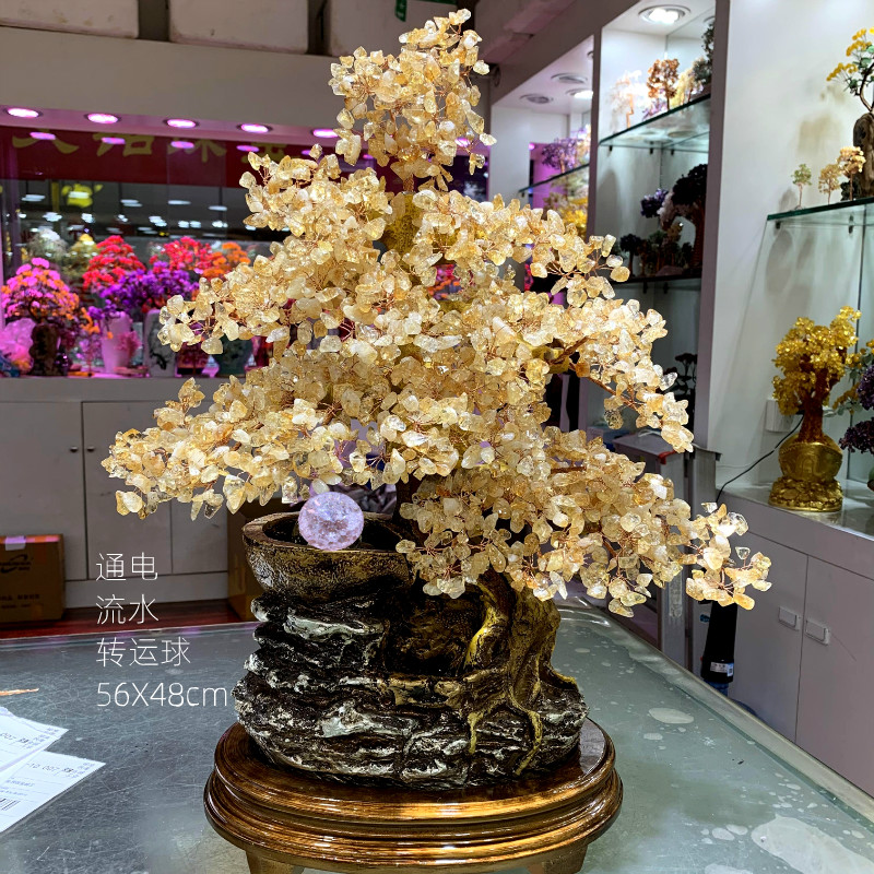 七彩炫天然水晶通电流水