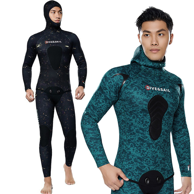 肉身内里潜水服男3/5/7MM迷彩伪装猎鱼服打渔分体套装自由潜湿衣