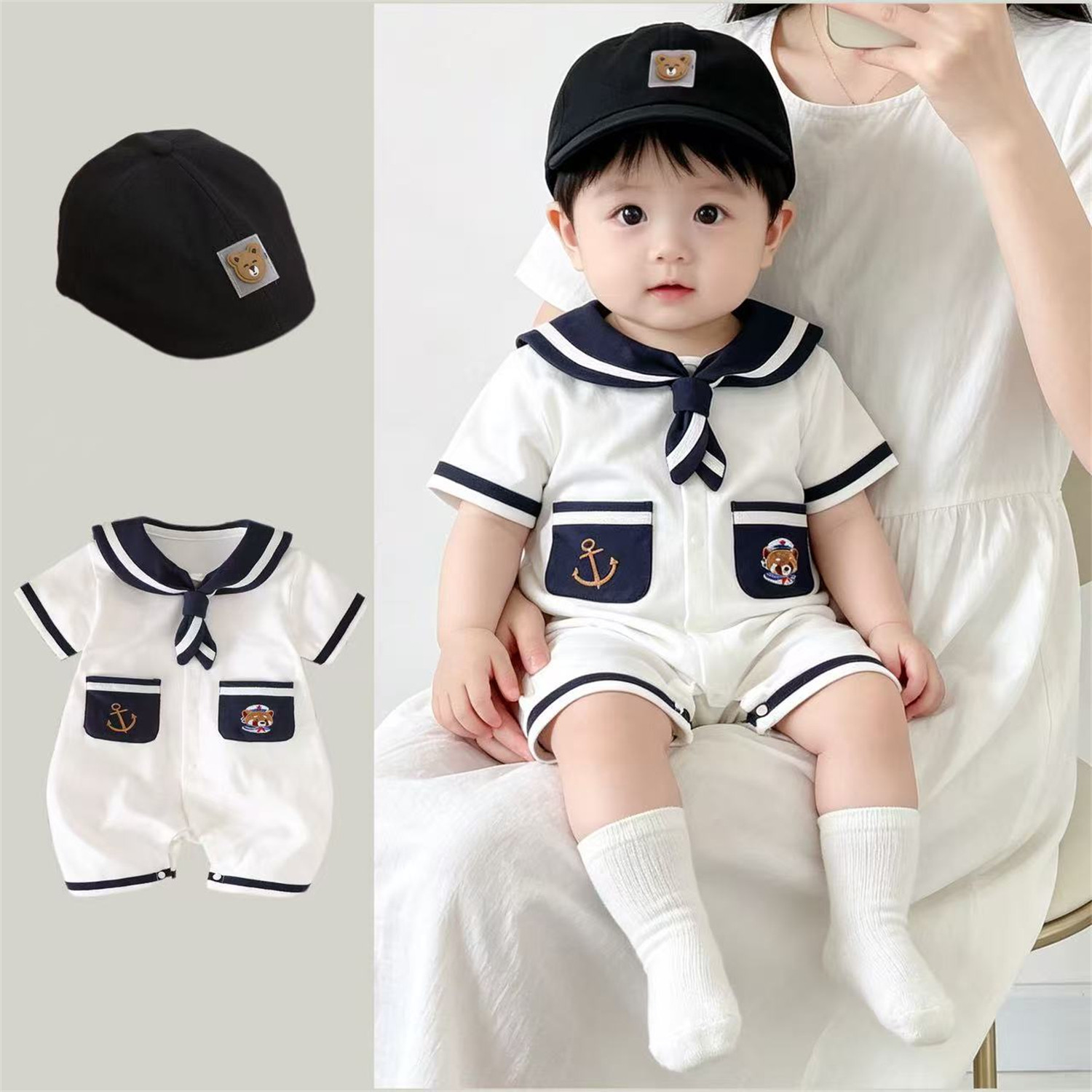 婴儿短袖连体衣薄款夏季外出服薄