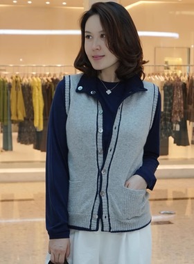 FAMINI双面羊绒马甲针织开衫外套高端女装2025秋冬季时尚气质休闲