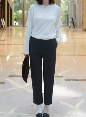 FAMINI秋冬羊毛裤羊毛西裤女显瘦直筒长裤减龄休闲裤