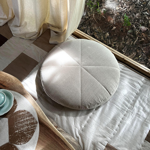 本原亚麻蒲团坐垫加厚圆垫子榻榻米垫瑜伽打坐垫纯色可拆洗简约