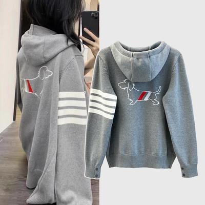 学院风针织衫四条杠小狗刺绣外套
