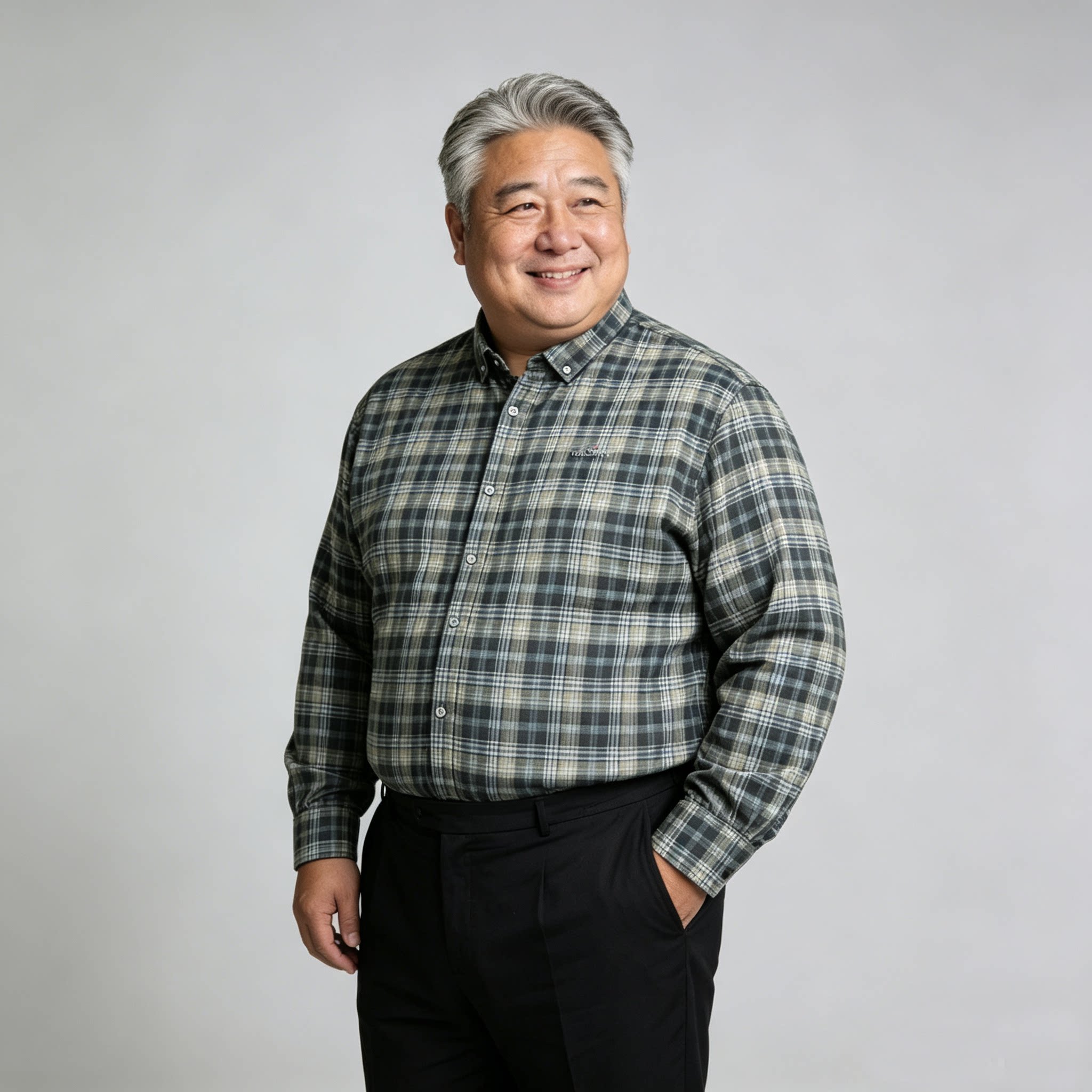 中老年人爸爸春秋季男装加肥加大码衬衫胖子男士长袖衬衣大版全棉