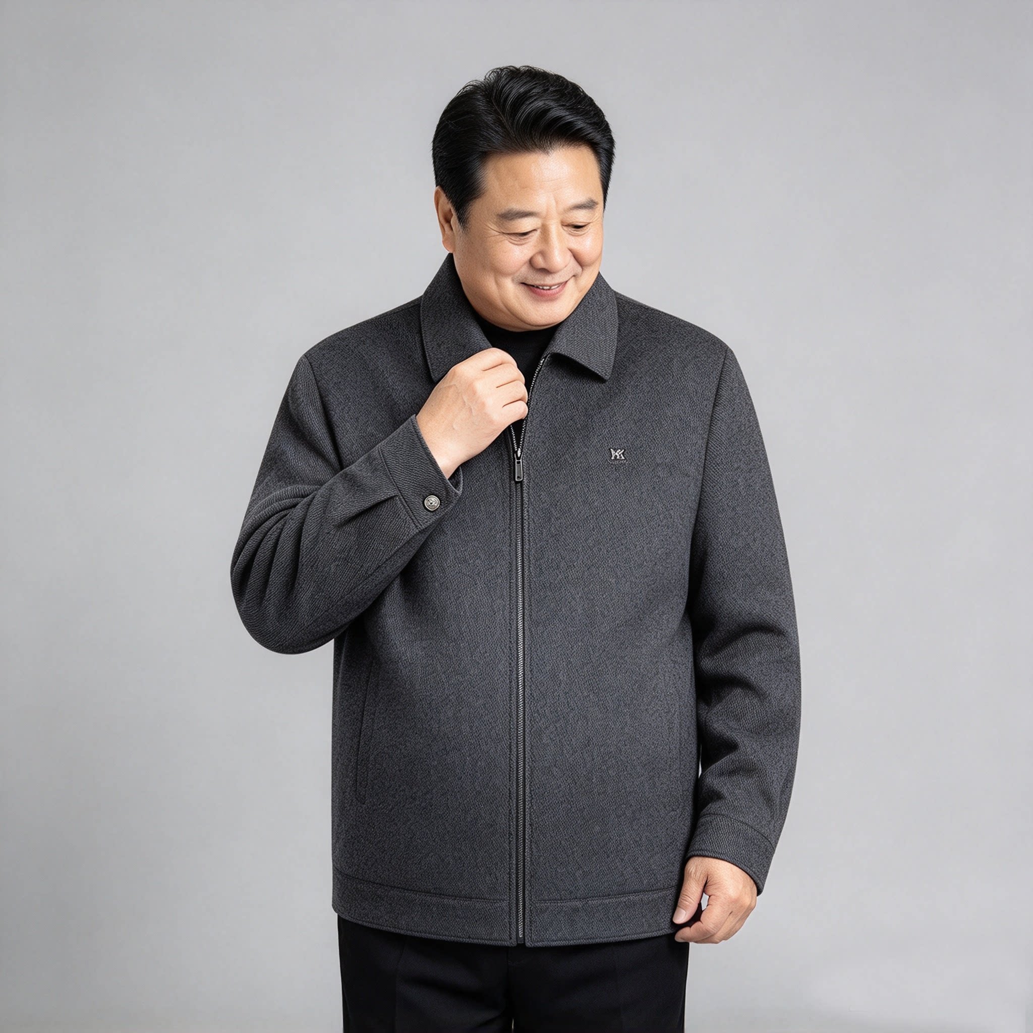 灯芯绒 中老年春秋胖子爸爸加肥加大码宽松夹克男士翻领外套男装