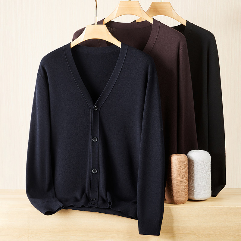 中老年人爷爷加肥加大码男士毛衣胖子宽松翻领羊毛针织衫扣子开衫