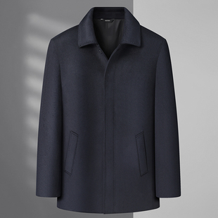 中老年人胖子爸爸秋冬款加肥加大码中长款大号毛呢大衣外套200斤