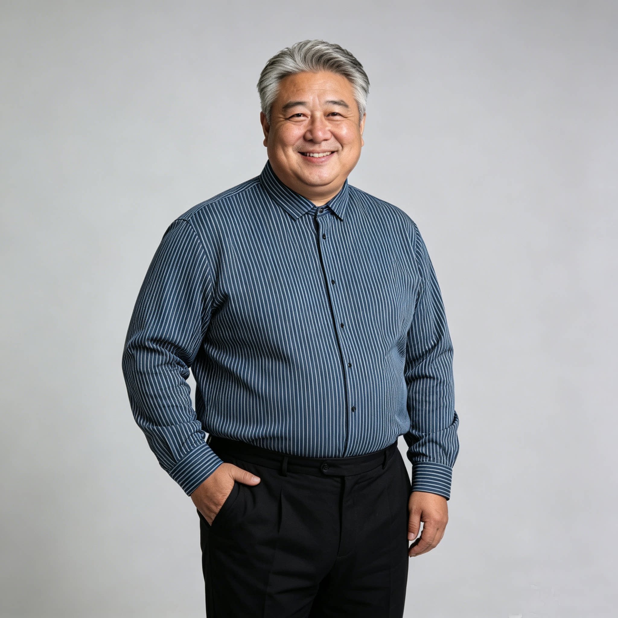中老年男士爸爸加肥加大码秋冬季加绒加厚长袖衬衫衬衣显瘦条纹6X