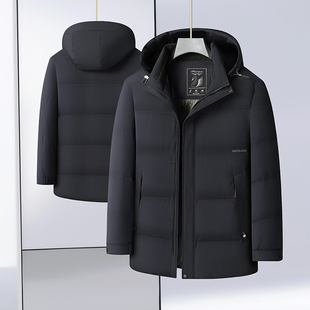 24中老年人胖子父亲加肥加大码宽松大版男士外套可脱帽子羽绒服8X