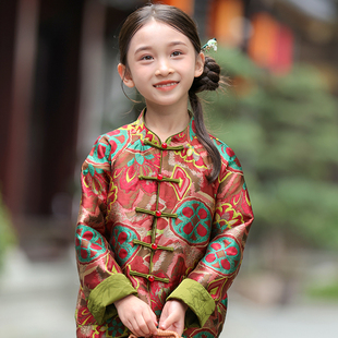 儿童秋冬季新中式两面穿外套男女童唐装女孩中国风拜年服对襟汉服