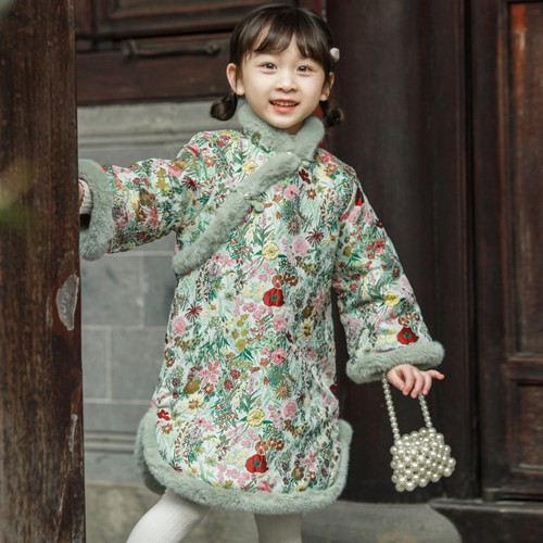 叙罗女童拜年服儿童旗袍冬季唐装
