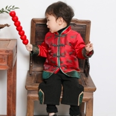 男童唐装 服拜年服套装 冬季 宝宝抓周礼服小孩汉服儿童新年棉衣童装