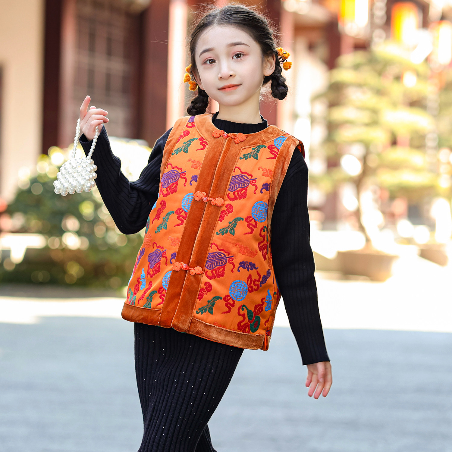 叙罗秋冬女童新中式马甲中国风拜年服丝绒对襟新年装儿童国风坎肩,童装/婴儿装/亲子装,马甲,淘宝优惠券,粉丝福利购,淘宝优惠卷