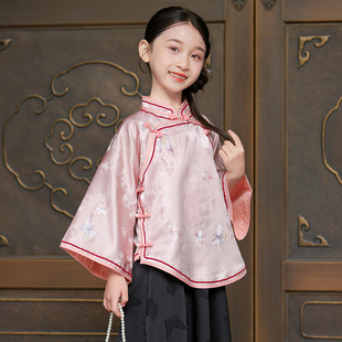 童装 叙罗儿童倒大袖 中式 古法上衣秋季 外套女童民国风汉服 旗袍式