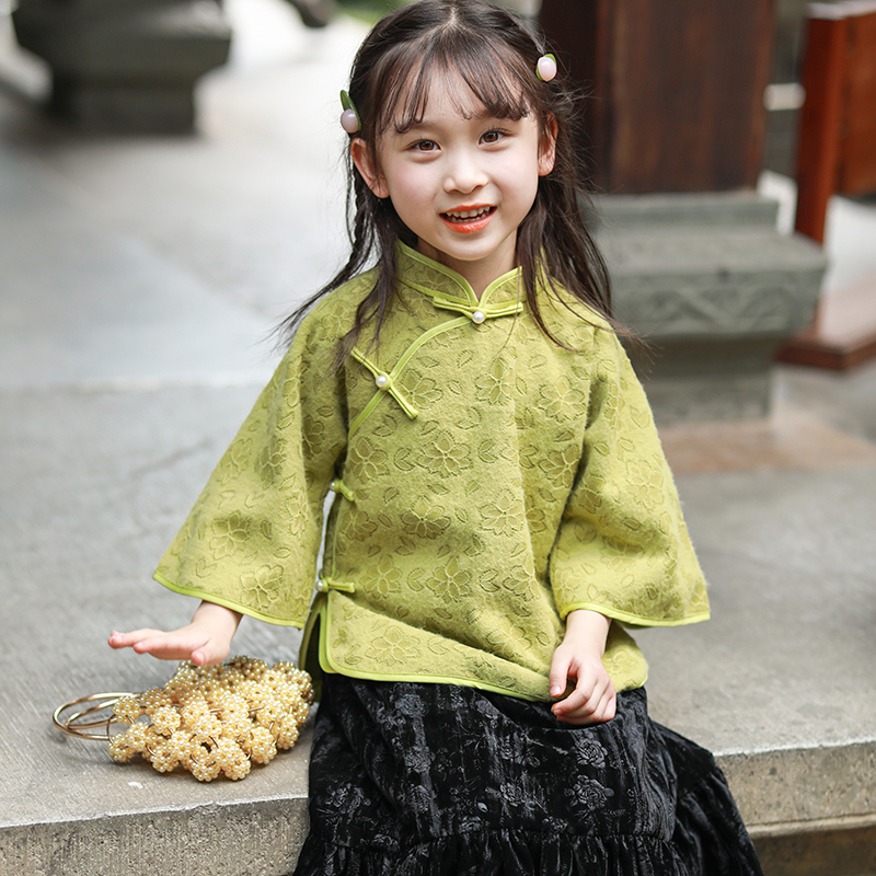 儿童汉服秋季女童民国风复古套装新款女宝宝汉服学院风裙子两件套