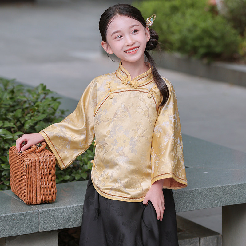 儿童汉服秋季新款女童民国风套裙新中式套装女孩洋气唐装偏襟外套,童装/婴儿装/亲子装,汉服,淘宝优惠券,粉丝福利购,淘宝优惠卷