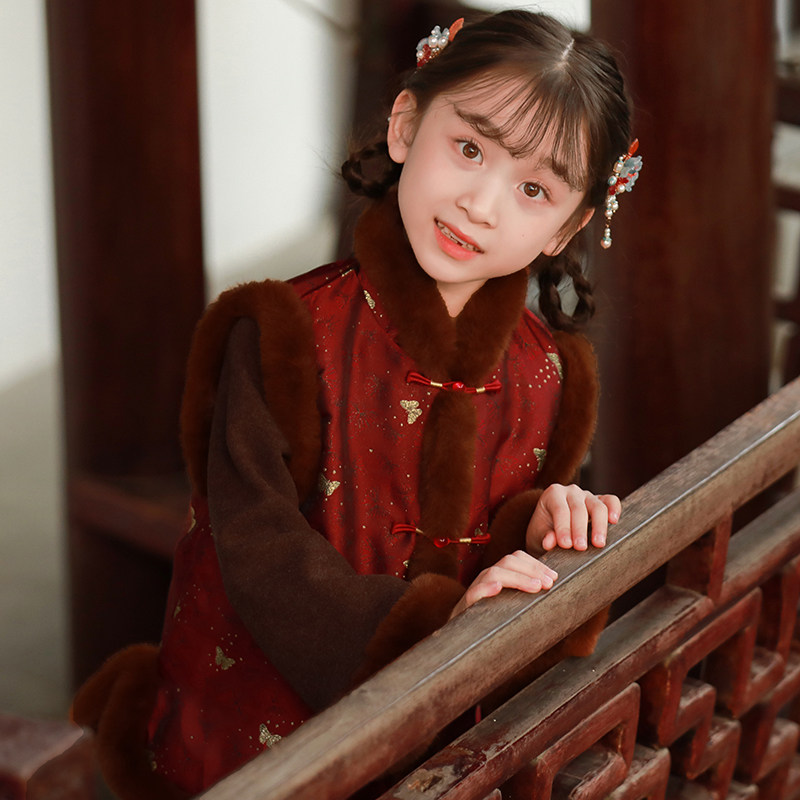 儿童拜年服马甲女童对襟背心女童唐装冬季新中式夹棉新年装马夹,童装/婴儿装/亲子装,唐装,淘宝优惠券,粉丝福利购,淘宝优惠卷