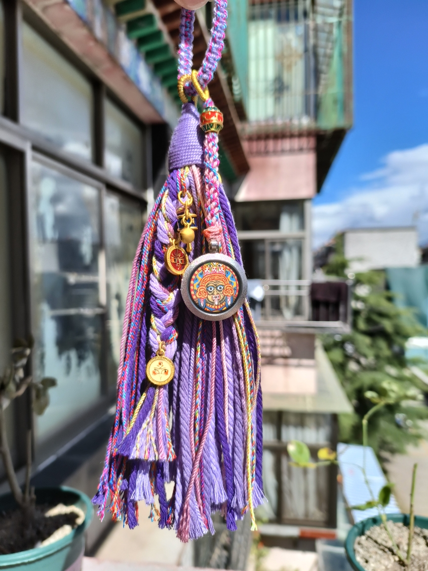 纯手绘扎基拉姆唐卡手工制作藏式流苏车挂绳十二生肖汽车挂饰平安