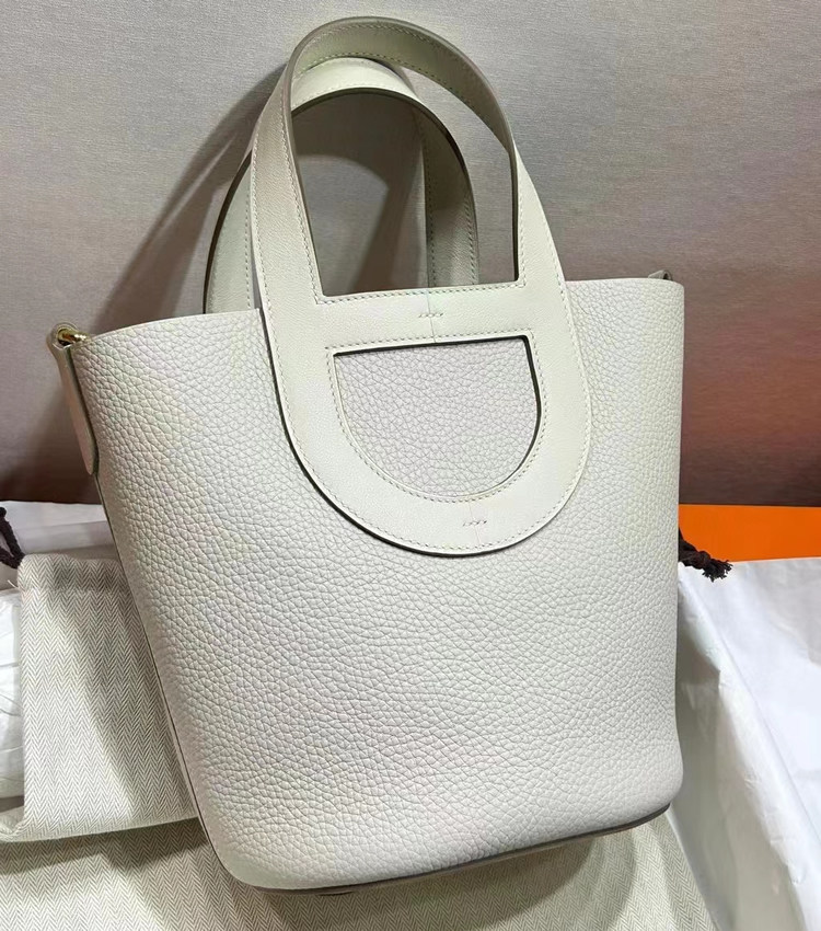 纯手工蜡线H家女包猪鼻子菜篮子包tc牛皮时尚百搭手提包水桶包18