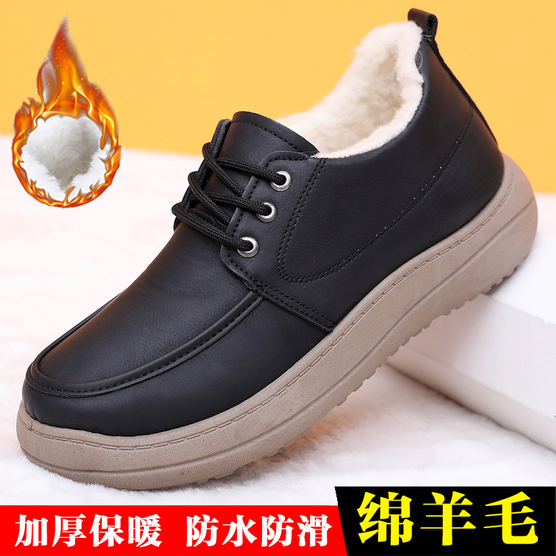 老北京布鞋男二棉鞋加绒加厚雪地靴舒适软厚底防滑一脚蹬爸爸棉鞋