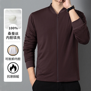 加厚保暖内穿真丝棉衣 棉服2025冬季 桑蚕丝小棉袄男士 脱卸内胆修身