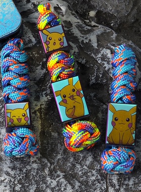 彩钛馆【皮卡丘款】钛合金坠子EDC推牌配件伞绳挂坠尾绳坠