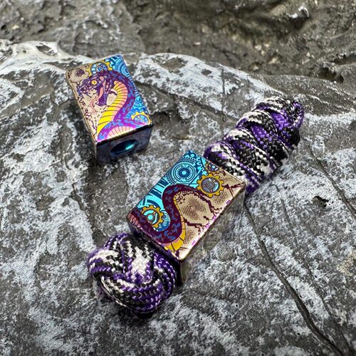 彩钛【机械灵蛇】钛合金坠子玩具EDC伞绳挂坠尾绳项链坠刀坠潮玩