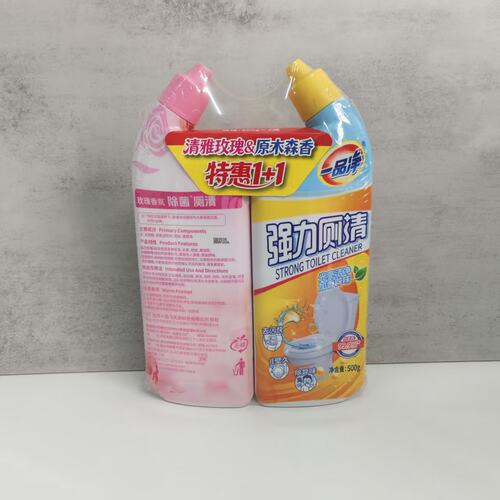到28年12月 国产洁厕剂2瓶装500g清雅玫瑰&原木森香马桶除臭除垢