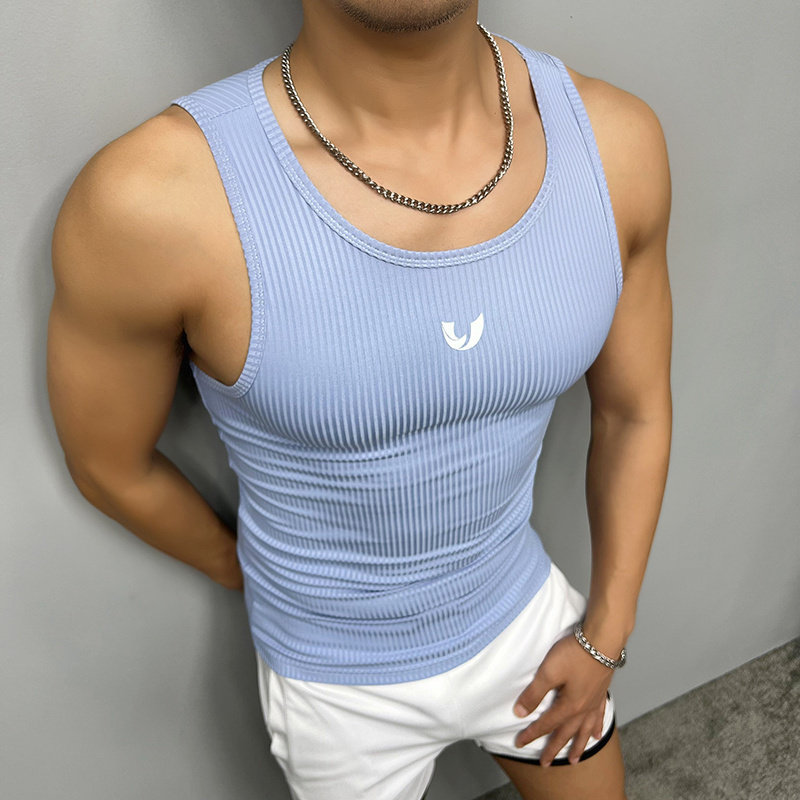 辉先生春夏季背心男士螺纹纯色潮牌ins修身休闲运动坎肩无袖t恤男