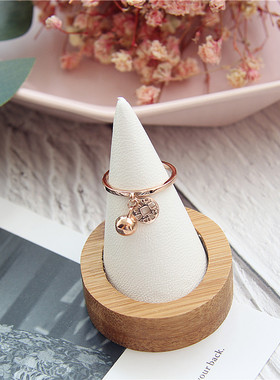 韩版钱币铃铛钛钢玫瑰金饰品戒指