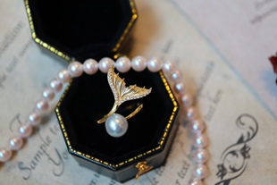 造物星球一一s925纯银指环日本akoya真多麻海水珍珠鱼尾戒指