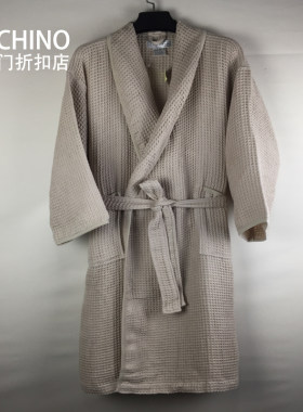 热销内野轻量纱华夫格纯棉浴衣浴袍 男士女士全棉轻薄柔软吸水
