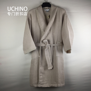 热销内野轻量纱华夫格纯棉浴衣浴袍 女士全棉轻薄柔软吸水 男士