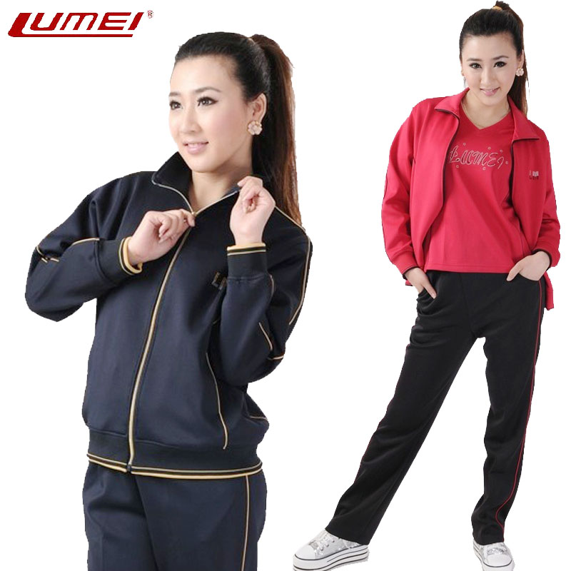 正品鲁美运动服女春秋季套装开衫中老年休闲服宽松大码妈妈广场舞
