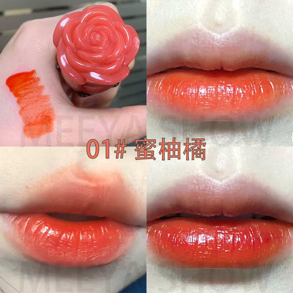 跨境玫瑰花瓣液体唇釉雾面哑光持久不沾杯不掉色染唇液液体口红