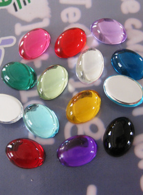 DIY饰品配件 猫眼亚克力钻10*14MM光面椭圆形平底钻 时光宝石贴片