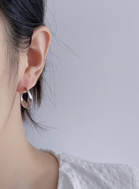 7 rings 时尚几何小众设计感耳饰莫比乌斯925银扭面耳环