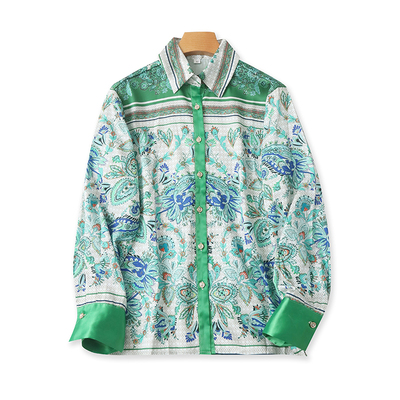 爱丽爱熙纽扣开衫印花衬衫衬衣