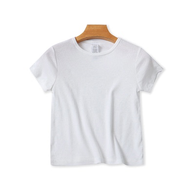 外贸圆领弹力短袖T恤衫时尚纯色