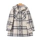 开衫 大版 休闲上衣20161 中长款 大衣女装 翻领毛呢格子外套 春秋新款