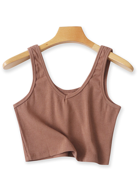 U型背心 夏季新款短款无袖吊带 露脐修身打底衫女士外贸上衣05054